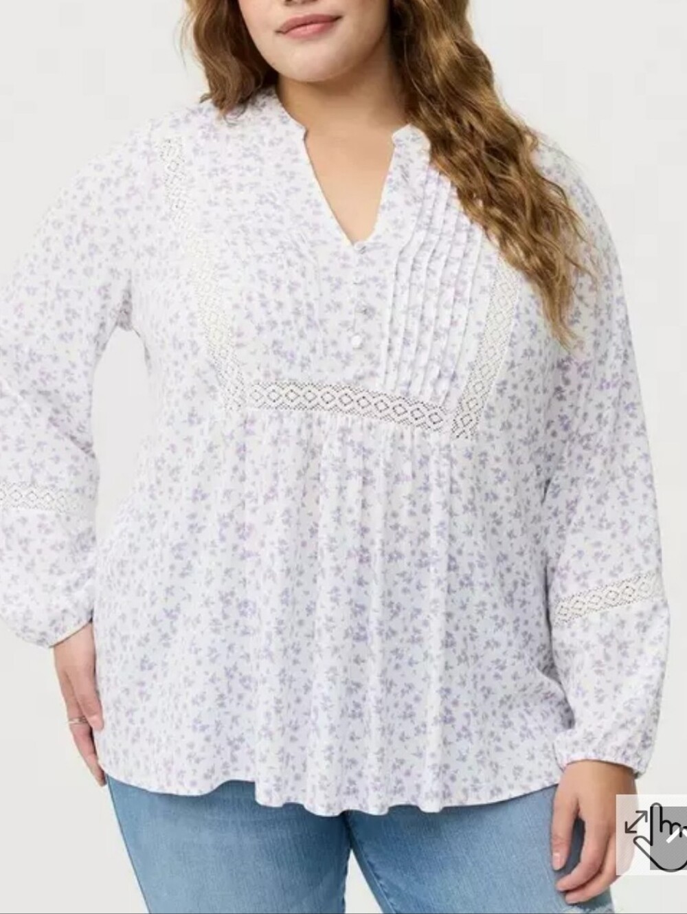 🆕️💜 LAVENDER FLORAL CRINKLE GAUZE PINTUCK BLOUSE💜
